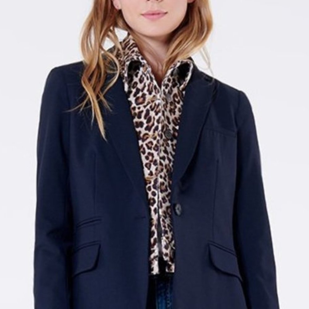 Veronica Beard Leopard Print Denim Dickey